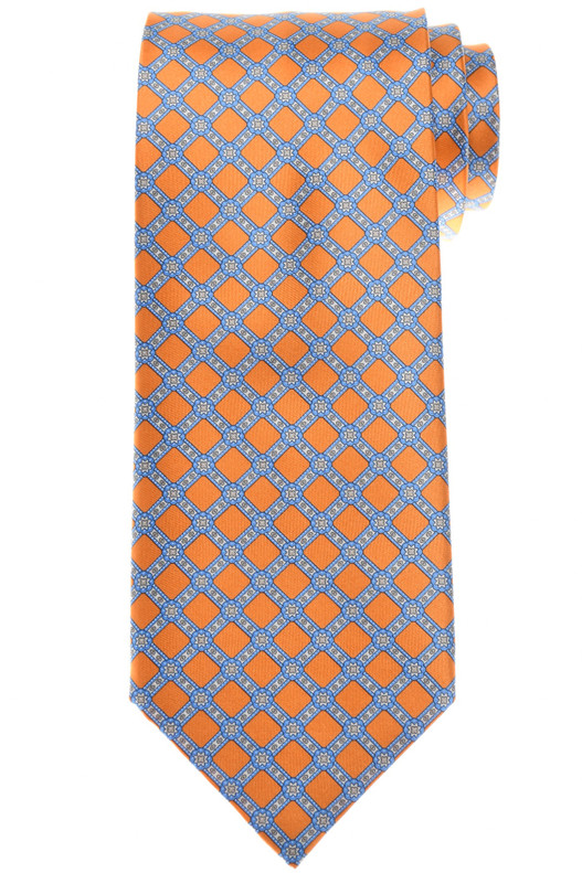 Stefano Ricci Luxury Collection Tie Orange Blue Diamond