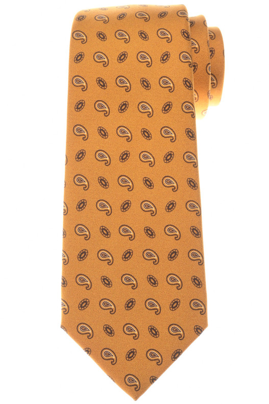 Kiton Collection Luxury Tie Silk Yellow Brown Paisley