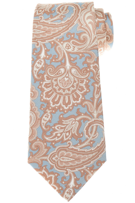 Kiton Collection Luxury Tie Silk Brown Blue Paisley
