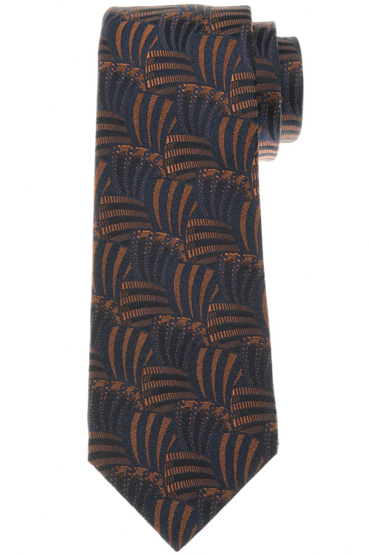 Kiton Collection Men's Italian Designer Discount Tie Luxury Silk Brown Blue Geometric
