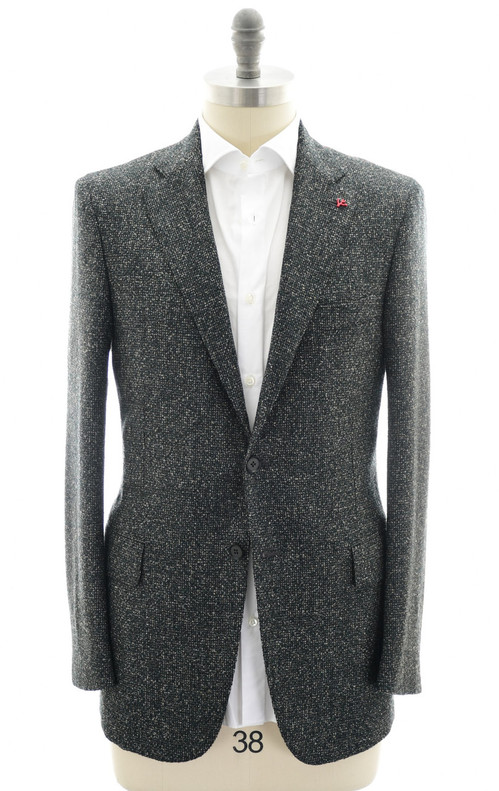 Isaia Sport Coat Jacket Blazer Wool Green Tweed