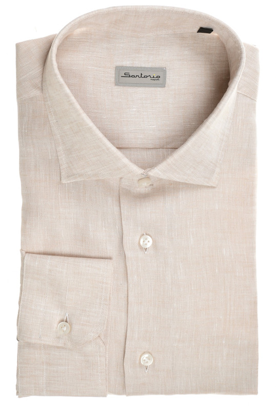 Sartorio Napoli Brown Linen Dress Sport Shirt