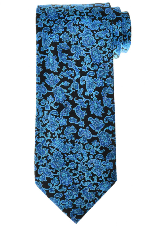 Stefano Ricci Silk Tie Blue Black Paisley