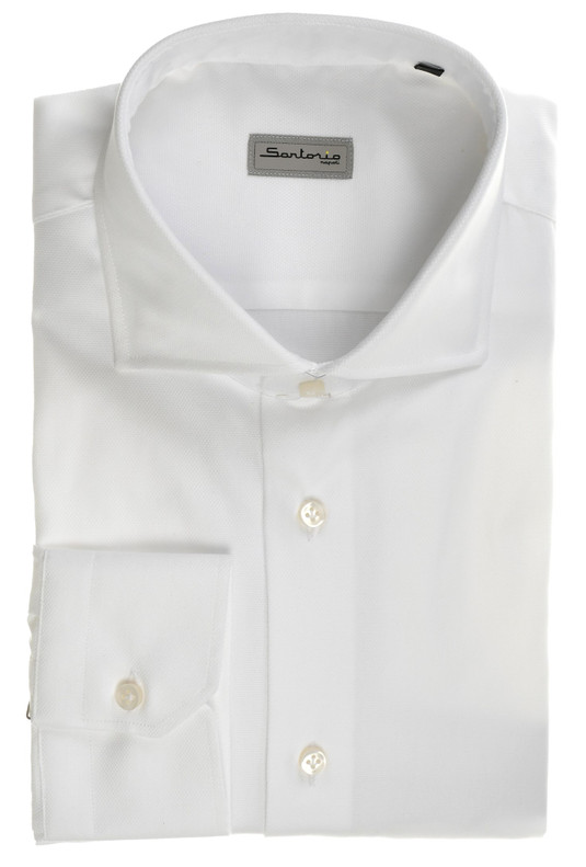 Sartorio By Kiton Napoli Shirt Cotton White Fancy Micro