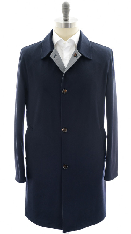 Kired by kiton Coat Reversible Cashmere "PEAK" Size 38 Navy Blue