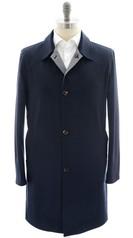 Kired by kiton Coat Reversible Cashmere "PEAK" Size 38 Navy Blue