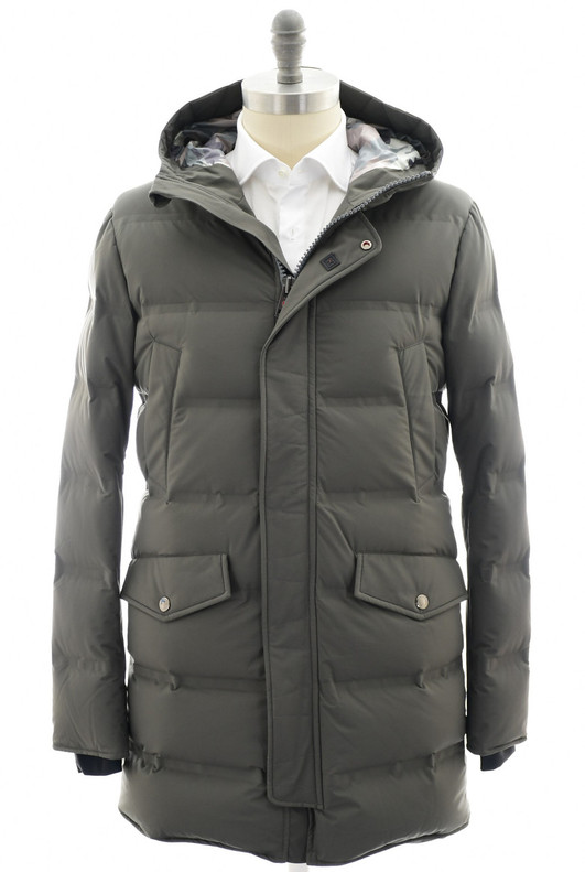 Kired by kiton Hooded Goose Down Puffer Parka Coat "REUS" Green