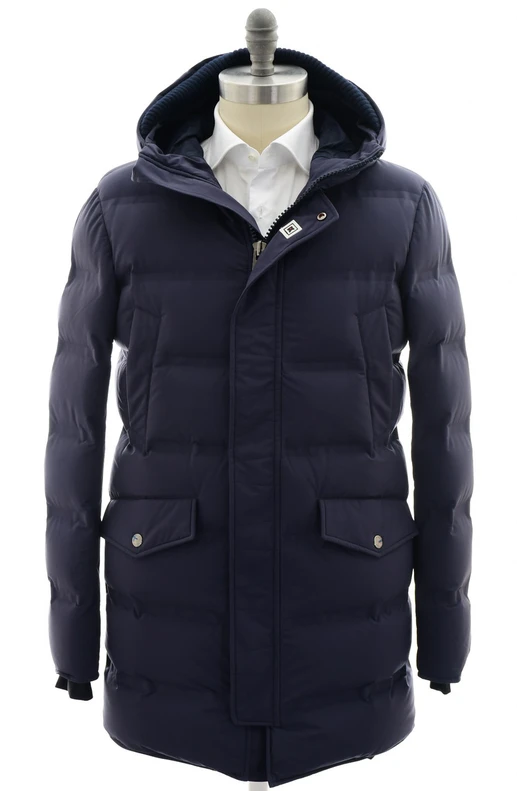 Kired by kiton Hooded Goose Down Puffer Parka Coat "REUS" Blue