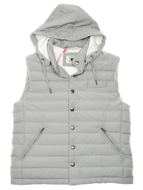Kired by kiton Hooded Puffer Vest "BAM" Gray