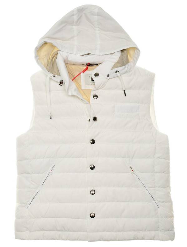 Kired by kiton Hooded Puffer Vest "BAM" White Kired by kiton Hooded Puffer Vest "BAM" White