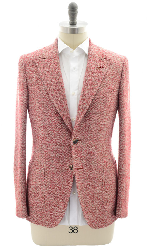 Isaia Sport Coat Jacket Blazer Capri Cashmere Red Brown Herringbone