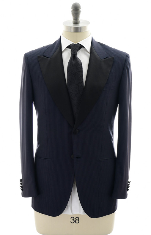 Kiton Tuxedo Smoking Men's Italian Designer Suits LASA Trim Fit Wool 14 Micron Dark Blue