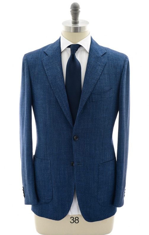 Kiton Collection Men's Italian Designer Suits Cashmere Silk Linen Blue Solid