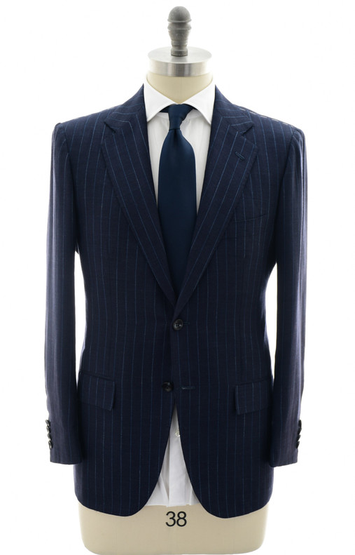 Kiton Collection Men's Italian Designer Suits Cashmere Silk Linen Blue Stripe