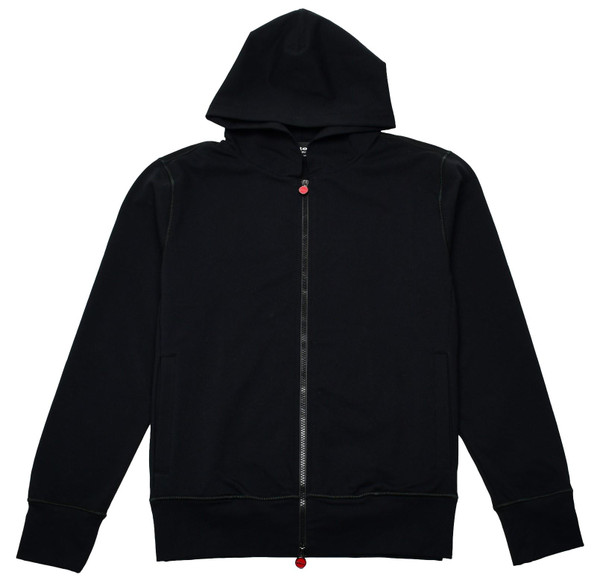 Kiton Zip Hoodie Sweatshirt Cotton Stretch Black