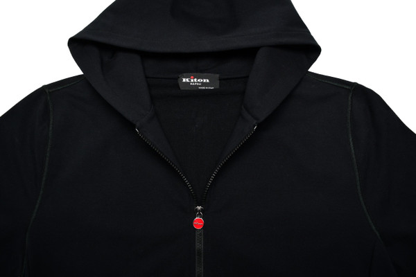 パーカー・フーディ KITON Men Hoodies UMM056004 06 Black Kiton Zip Hoodie Sweatshirt Cotton Stretch Black
