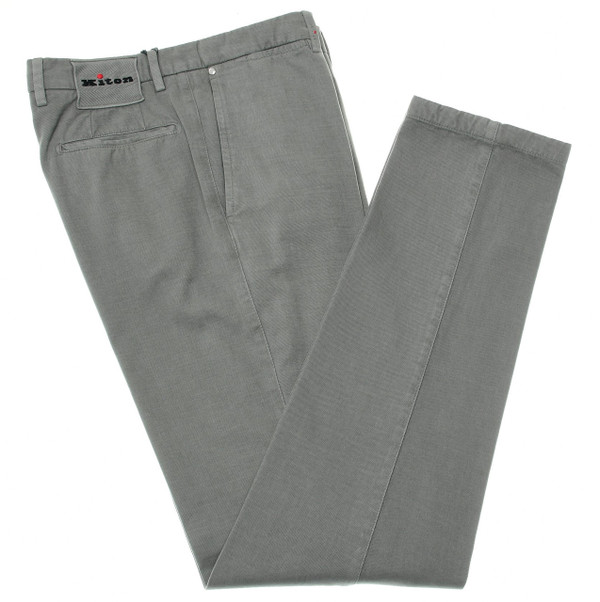 Kiton Gray Cotton Cashmere Chino Pants – Luxury Italian Soft Twill