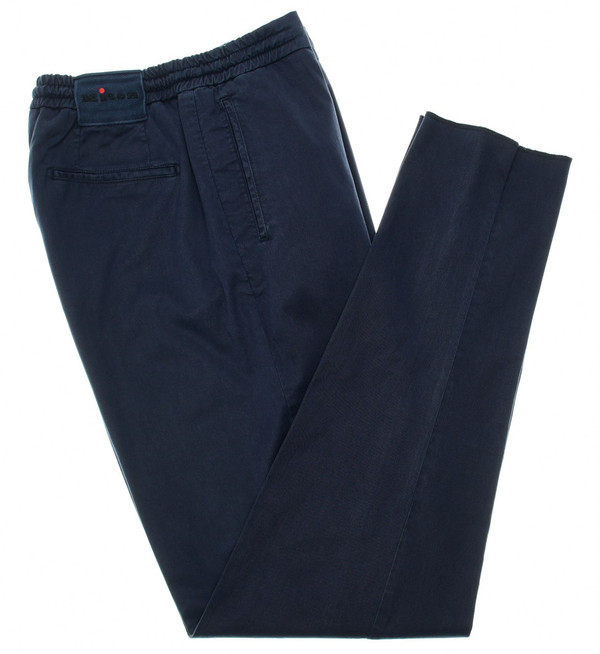 Kiton Blue Navy Cotton Stretch Jogger Pants – Luxury Italian Soft Twill