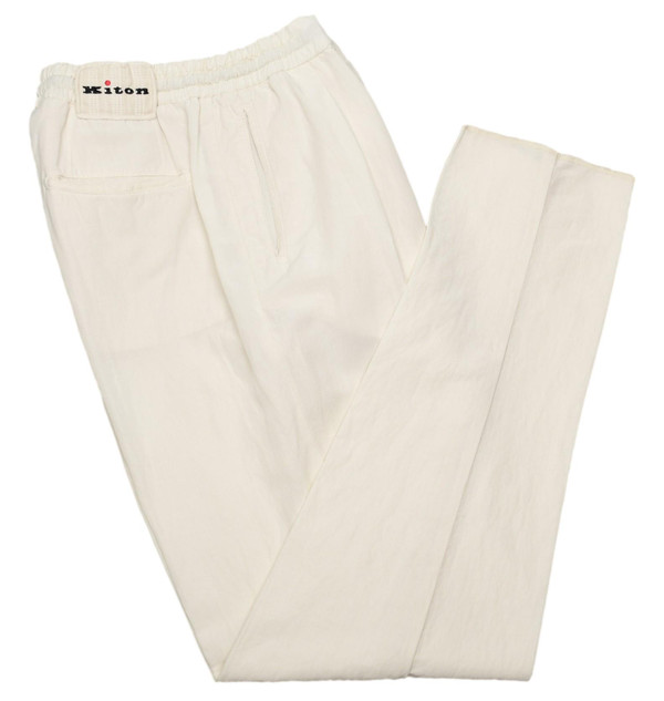 Kiton Ivory Lycocell Blend Jogger Pants – Luxury Italian Trousers