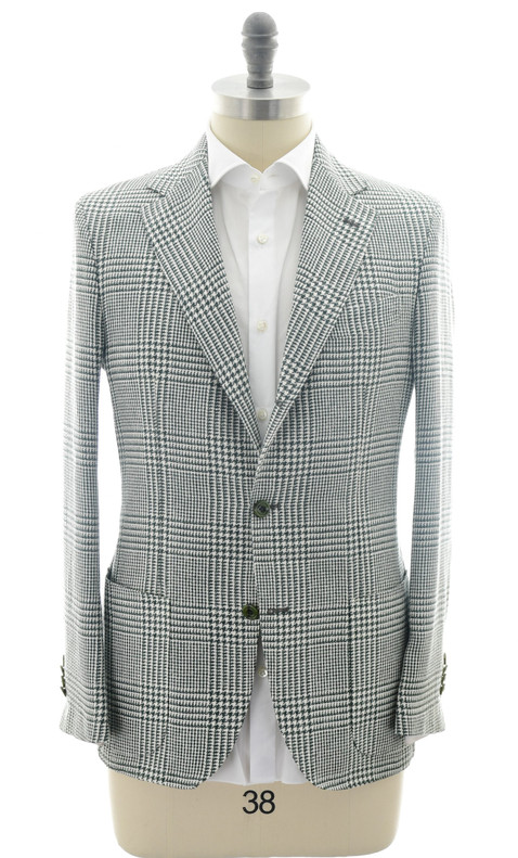 Sartorio by Kiton Green Plaid Linen Wool Blend – Men's Italian Designer Sport Coat Sale