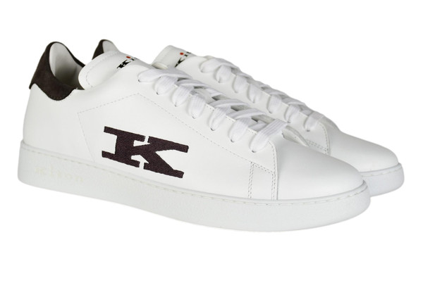 Kiton K Logo Brown White Sneakers – Premium Men's Italian Designer Shoes