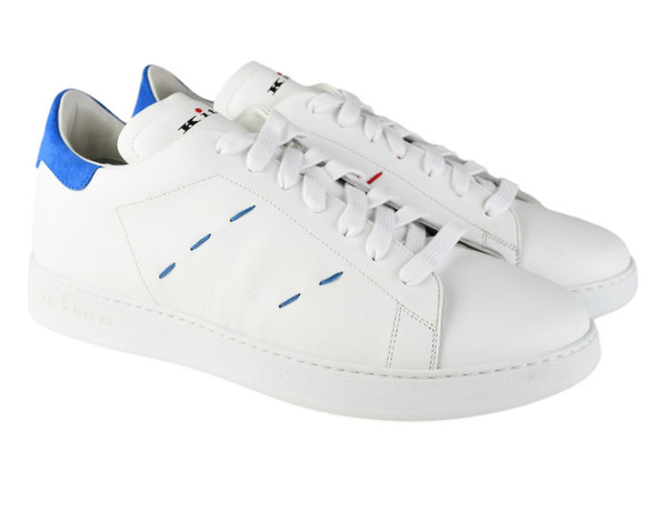 Kiton STITCHING Ocean Blue White Sneakers – Premium Men's Italian Designer Shoes Kiton STITCHING Ocean Blue White Sneakers – Premium Men's Italian Designer Shoes