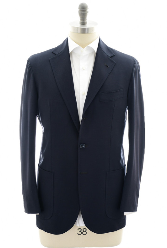 Sartorio Napoli Navy Blue Wool Stretch 3 Button Sport Coat