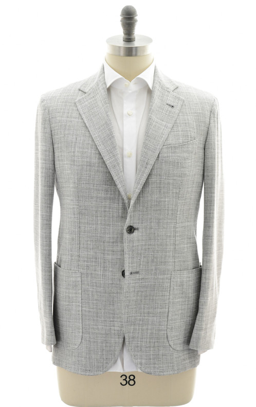 Sartorio Light Gray Wool Cotton Linen Elastane Sport Coat
