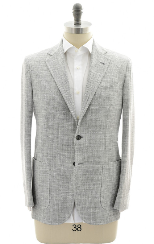 Sartorio Light Gray Wool Cotton Linen Elastane Sport Coat