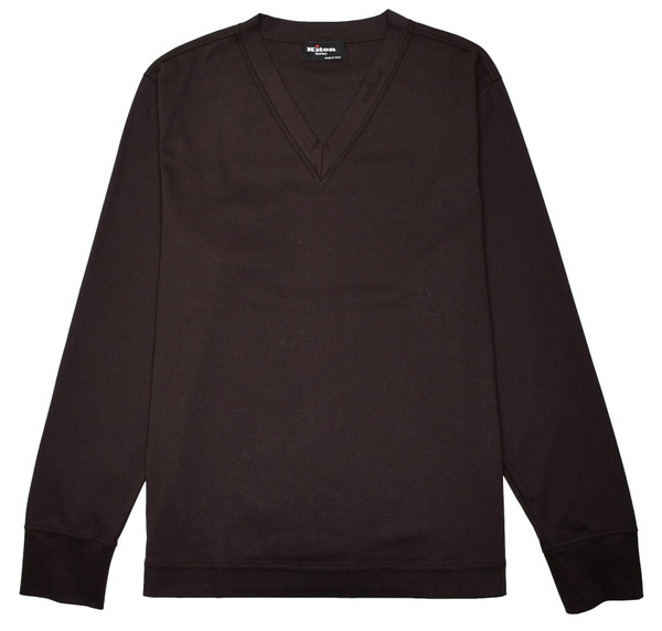 Kiton Dark Brown V-Neck – Men's Italian Designer Sweatshirt Cotton Sale Kiton Dark Brown V-Neck – Men's Italian Designer Sweatshirt Cotton Sale