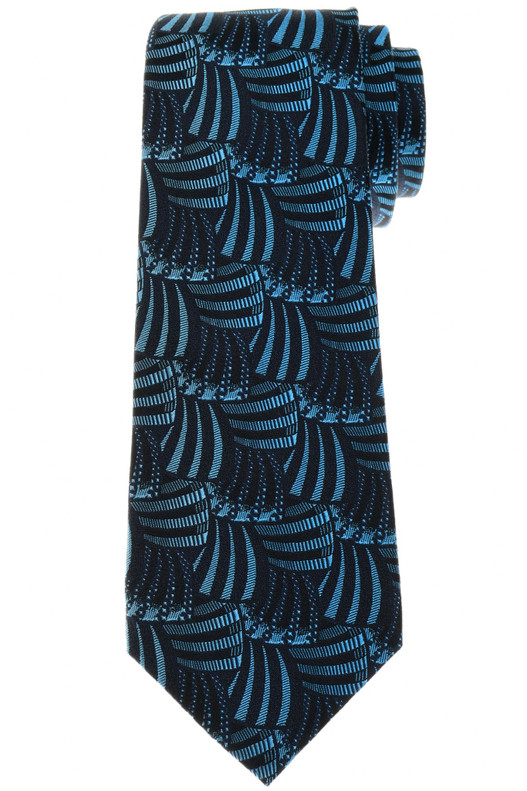 Kiton Men's Italian designer Tie Silk Aqua Blue Geometric - Luxury Neckwear Sale