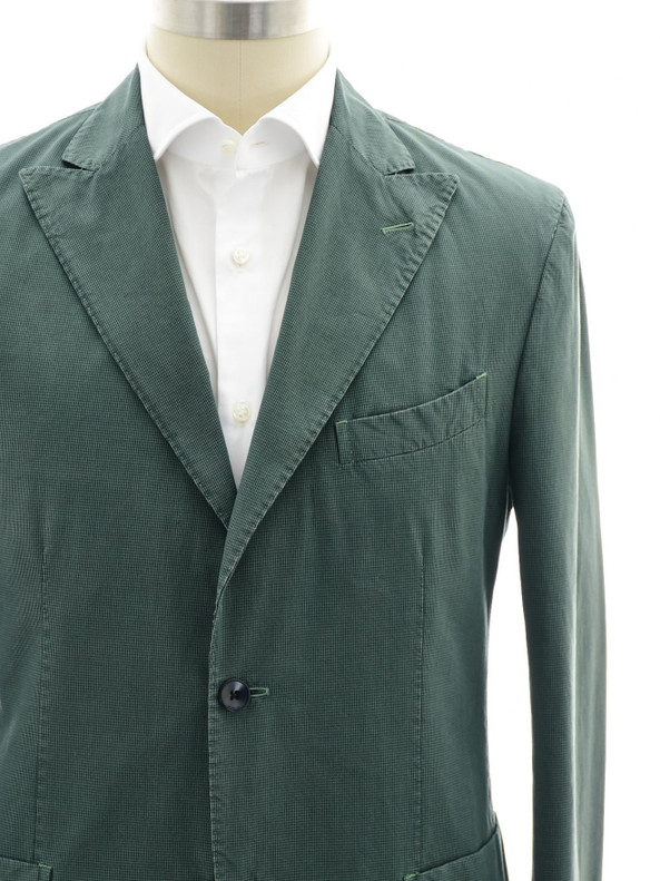 Boglioli Men's Italian Designer Sport Coat Green Cotton Silk