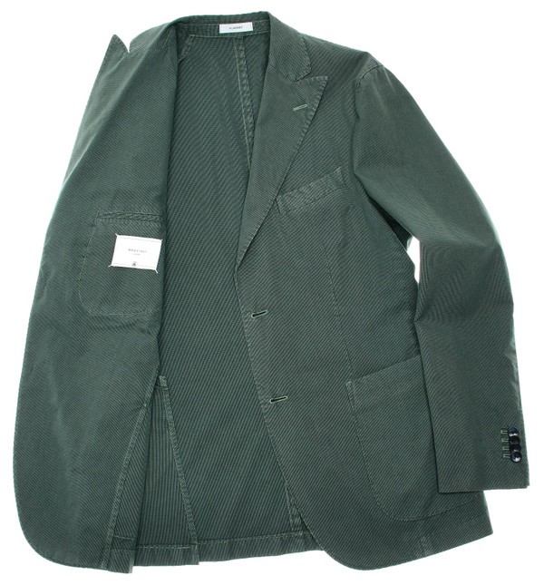 Boglioli Men's Italian Designer Sport Coat Green Cotton Silk