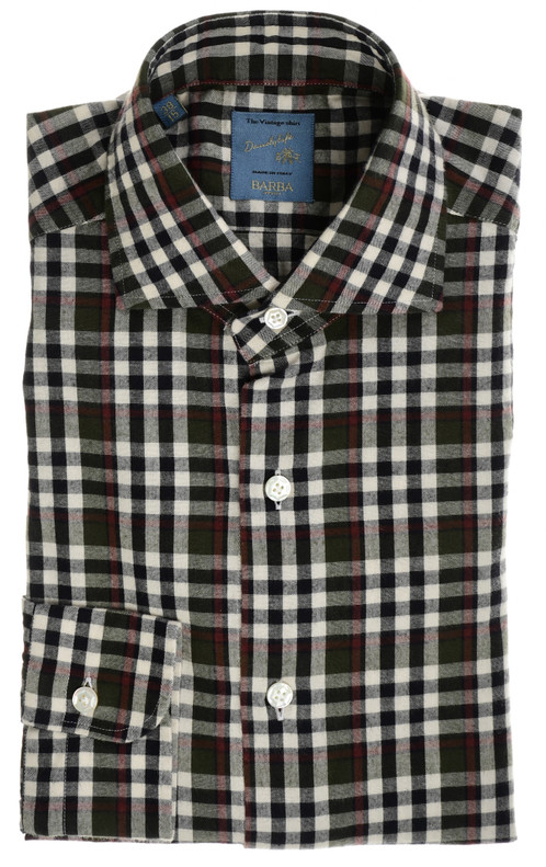 Barba Napoli Green Plaid – Men's Italian Designer Dress Shirt Cotton Sale