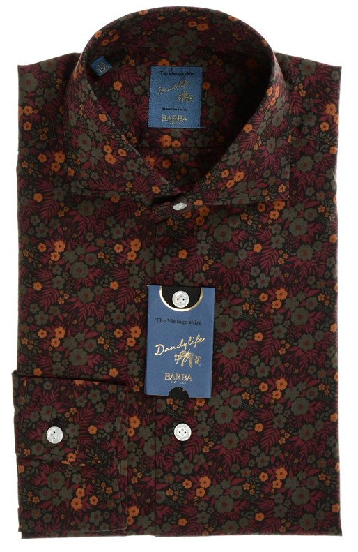 Barba Napoli Green Flower – Men's Italian Designer Dress Shirt Cotton Sale