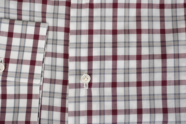 burgundy plaid dress shirt Vintage & Black Men's Brushed Plaid Pattern Long-Sleeve Shirt Jacket - Burgundy main image 0