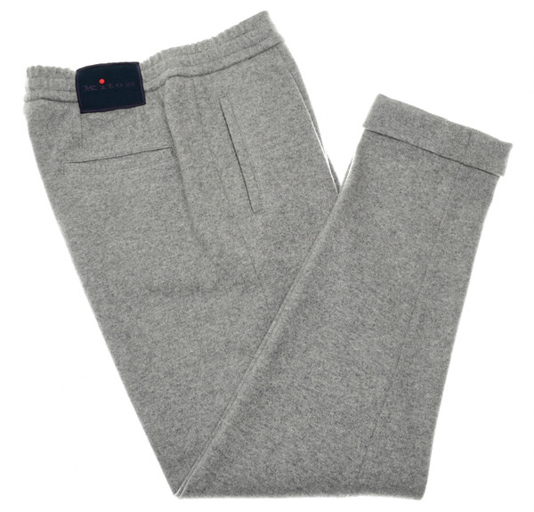 Kiton Gray Cashmere Joggers Drawstring – Men's Italian Designer Pants Sale
