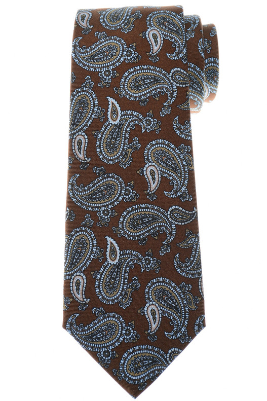Kiton Blue Brown Paisley Silk Tie