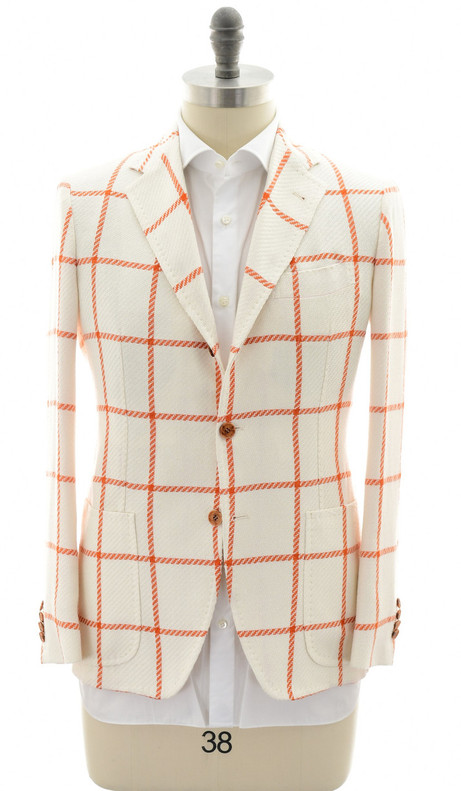 Sartorio Orange Windowpane Men's Italian Designer Blazer