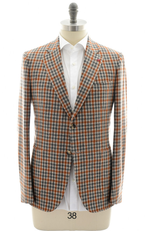 Isaia Brown Gray Check Wool Cashmere Sport Coat Isaia Brown Gray Check Wool Cashmere Sport Coat