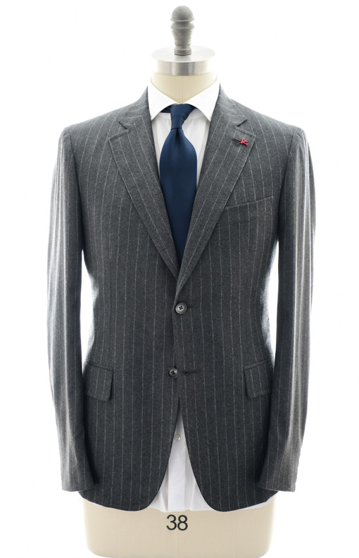Isaia Gray Stripe Wool Suit Two Button