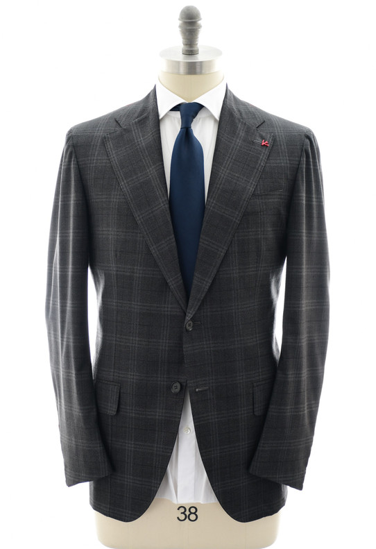 Isaia Gray Plaid Wool Suit Two Button