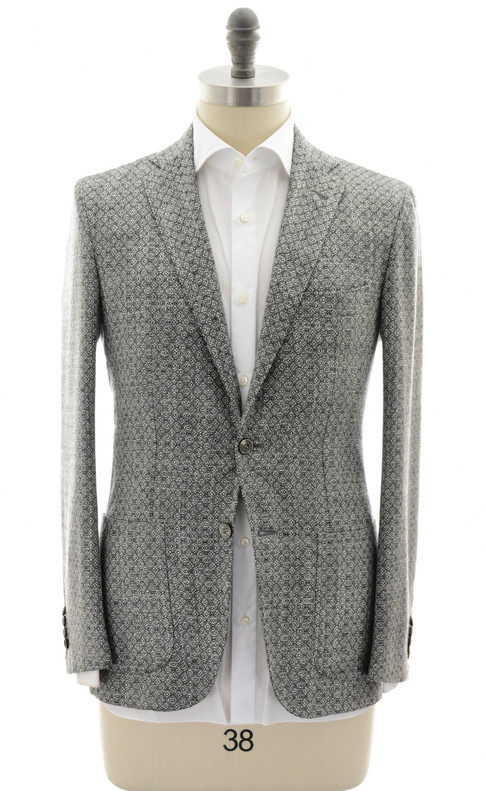 Kiton Gray Micro Cashmere Wool Silk Linen Sport Coat