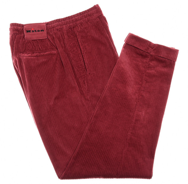 Kiton Burgundy Ultra Soft Cotton Corduroy Jogger Pants