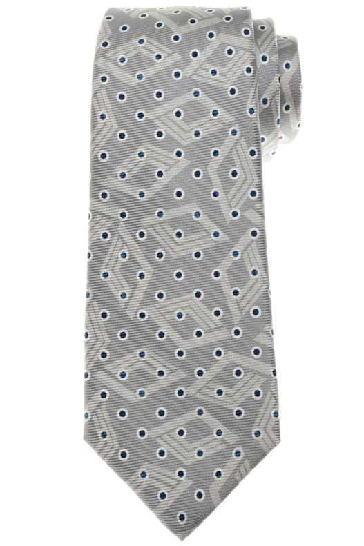 Kiton Gray Blue Polka Dot Silk Tie