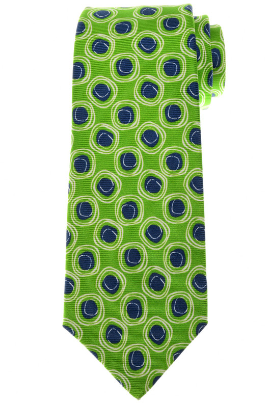 Kiton Green Blue Medallion Silk Tie