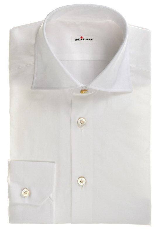 Kiton White Superfine Basic Cotton Dress Shirt