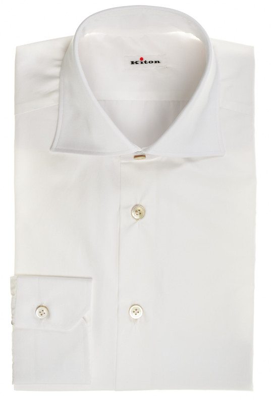 Kiton White Fine Cotton Poplin Dress Shirt