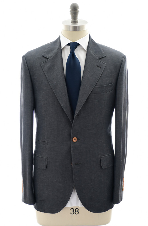 Brunello Cucinelli Dark Gray Wool Linen Suit