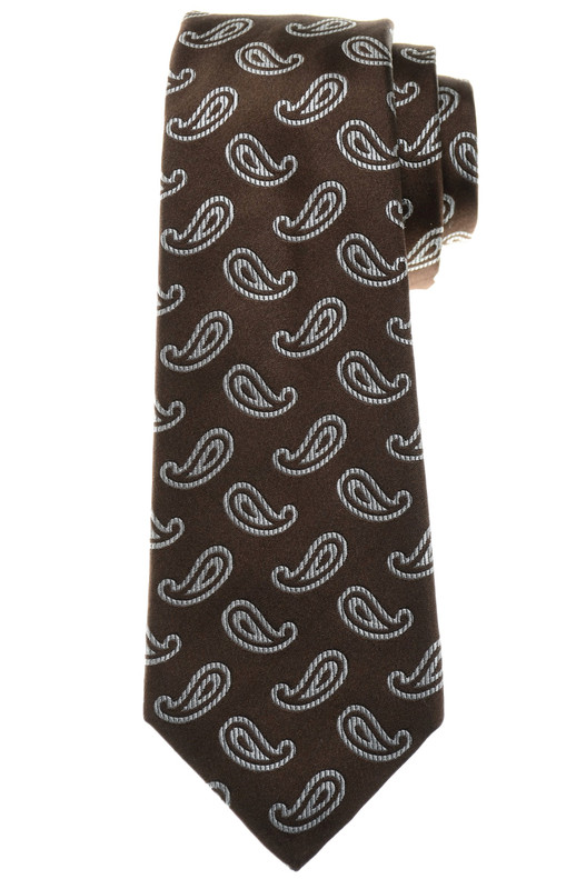 Kiton Brown Gray Paisley Silk Tie